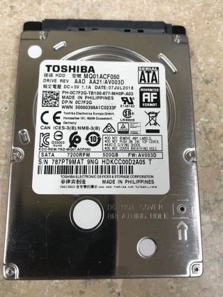 Ổ Cứng Laptop Toshiba 500G 7200RPM 0C7F2G Data 2018
